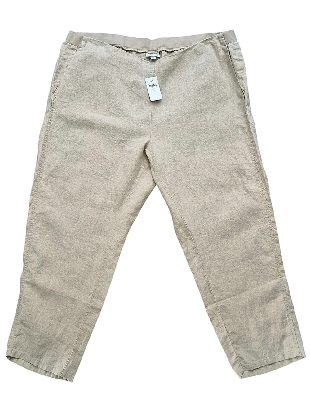J. Jill Love Linen Cropped Beige Pull On Beige Pants 3X NWT Minimalist casual